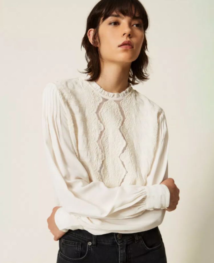 Woven blouse madreperla  madreperla